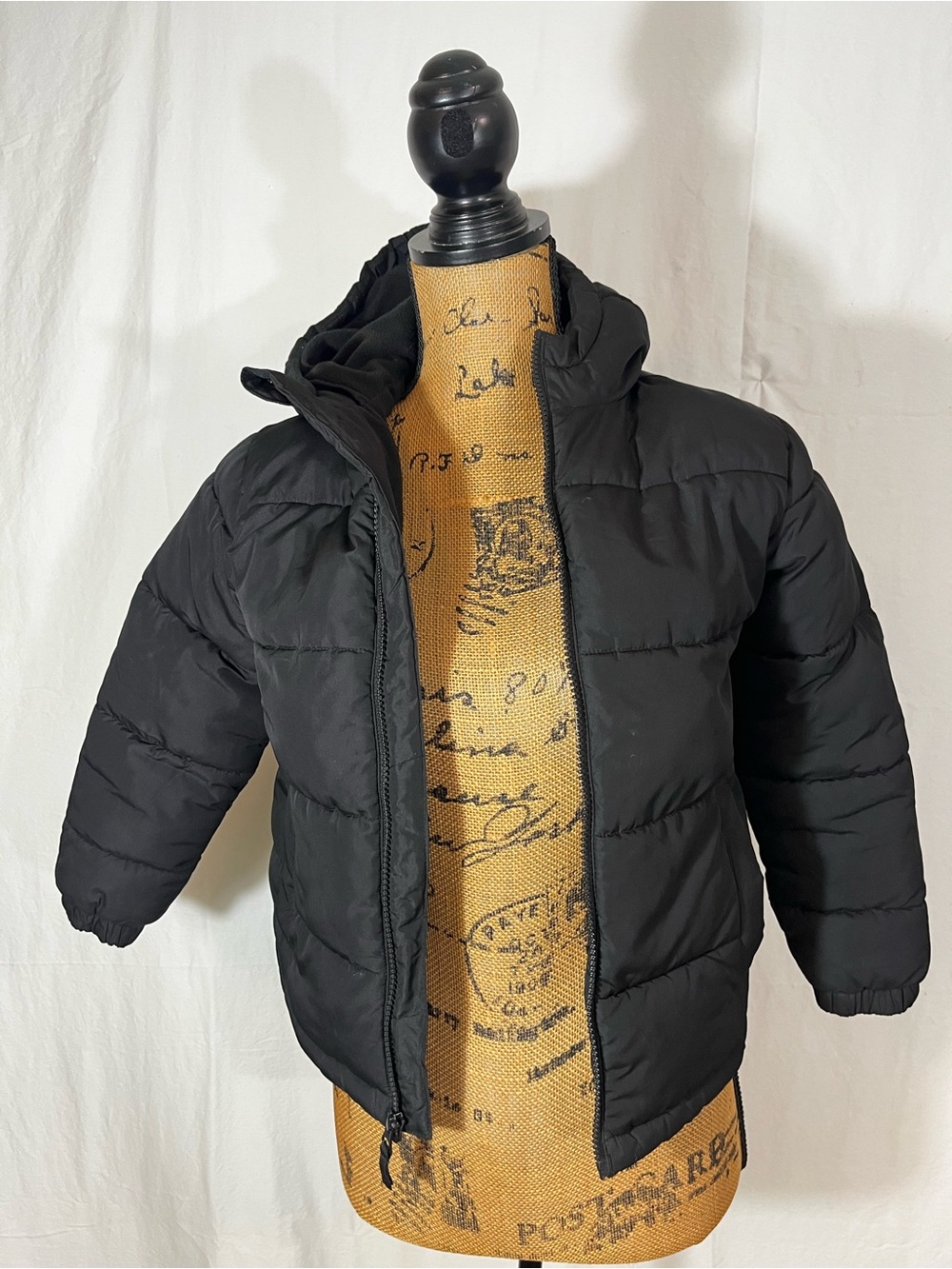 Swiss Tech Black Fleece-Lined Hooded Puffer Winter Coat Jacket Youth Small 6-7